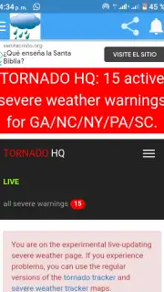 Alertas de tormentas y tiempo severo en vivo captura 1